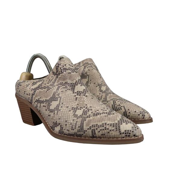 Rampage Shoes Womens 8 Mule Bootie Slip On Block Heel Snake Print York Point Toe - Picture 1 of 14